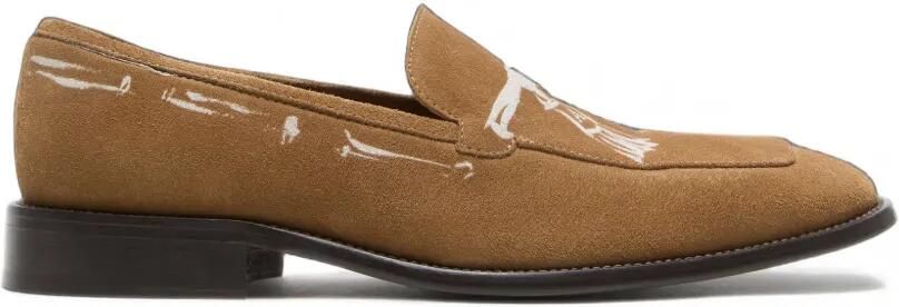 Acne Studios Suède loafers met print Bruin