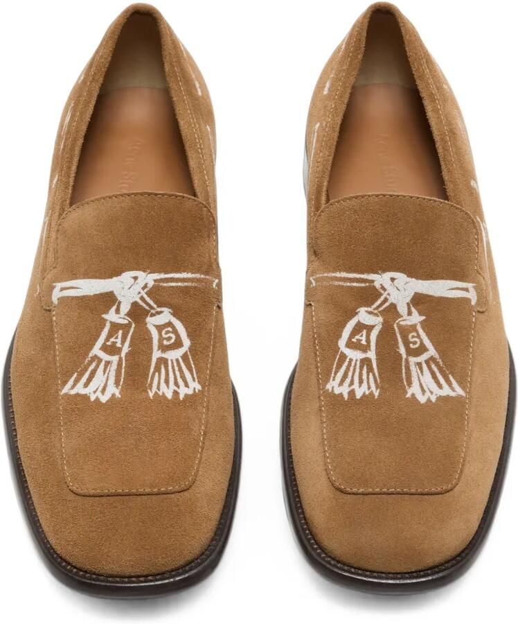 Acne Studios Suède loafers met print Bruin - Foto 2