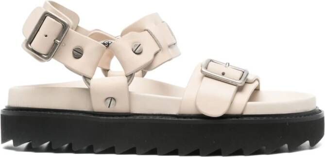 Acne Studios Leren sandalen met gesp Beige