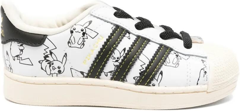 Adidas Kids Superstar II El I Pokémon-print leather sneakers Wit