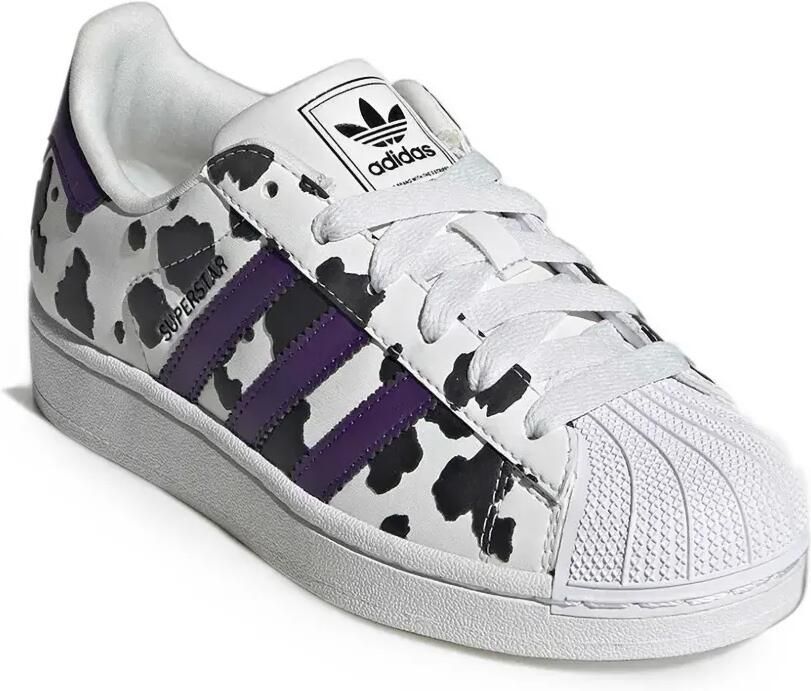 Adidas Kids Superstar II sneakers met koeien-print Wit
