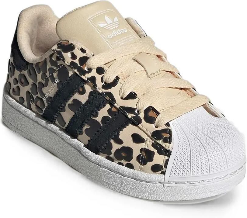 Adidas Kids Superstar II sneakers met luipaardprint Beige