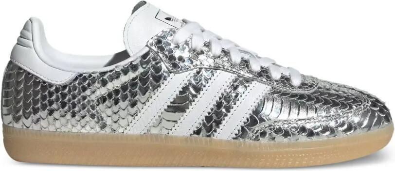 Adidas Samba gestreepte sneakers met slangen-effect Zilver
