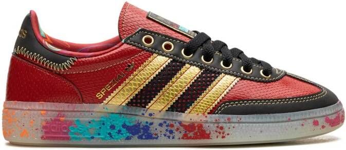 Adidas Handball Spezial "S.E.E.D. Scarlet Gold Paint Splatter" sneakers Rood