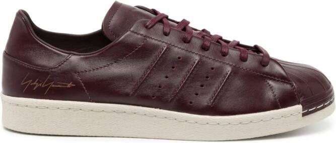 Adidas Y-3 Superstar lace-up leather sneakers Rood