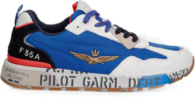 Aeronautica Militare Low-top sneakers met vlakken en geborduurd logo Blauw