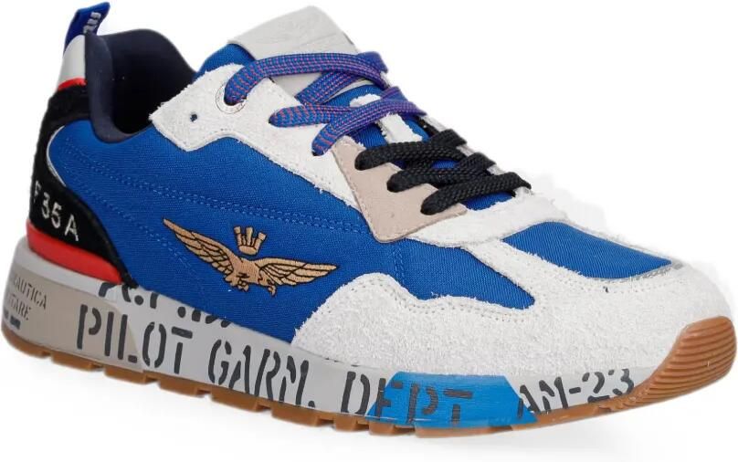 Aeronautica Militare Low-top sneakers met vlakken en geborduurd logo Blauw - Foto 3