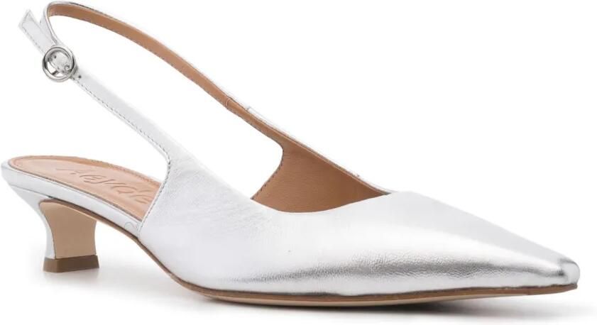 Aeyde 35 mm Catrina metallic leren pumps Grijs - Foto 3