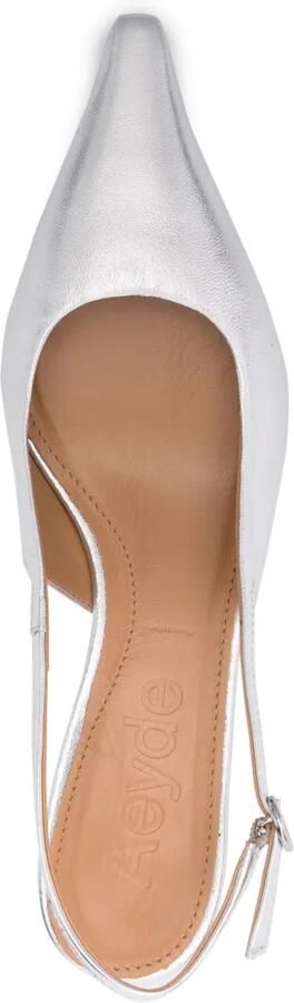 Aeyde 35 mm Catrina metallic leren pumps Grijs - Foto 4