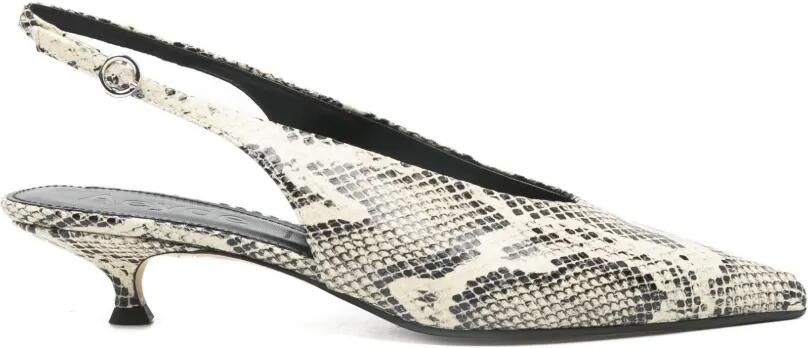 Aeyde Camila slingback pumps met slangenprint Beige