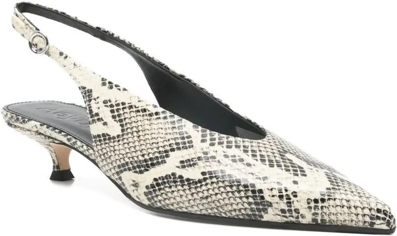 Aeyde Camila slingback pumps met slangenprint Beige - Foto 2