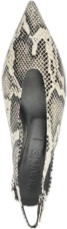 Aeyde Camila slingback pumps met slangenprint Beige - Foto 4