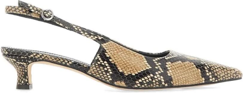 Aeyde Catrina leren slingback pumps met slangenprint Beige