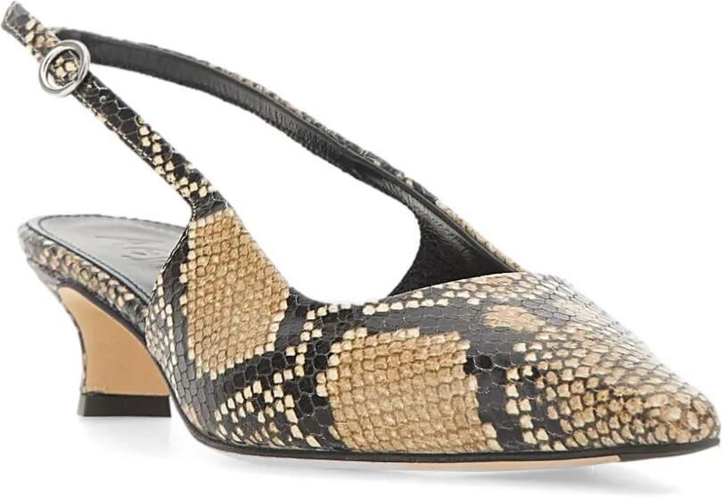 Aeyde Catrina leren slingback pumps met slangenprint Beige - Foto 3