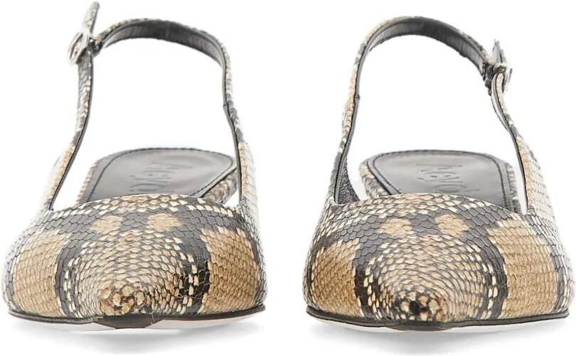 Aeyde Catrina leren slingback pumps met slangenprint Beige - Foto 4