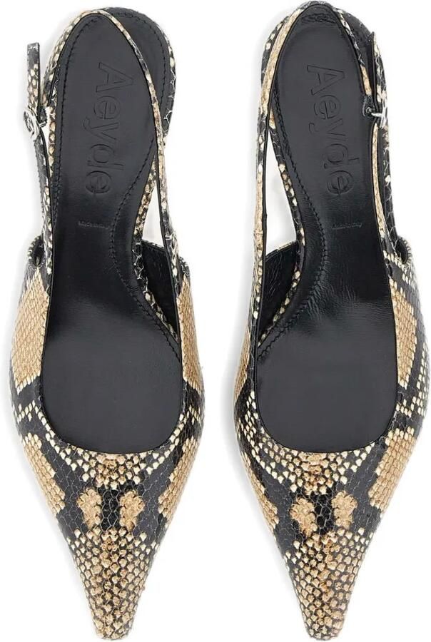 Aeyde Catrina leren slingback pumps met slangenprint Beige - Foto 2