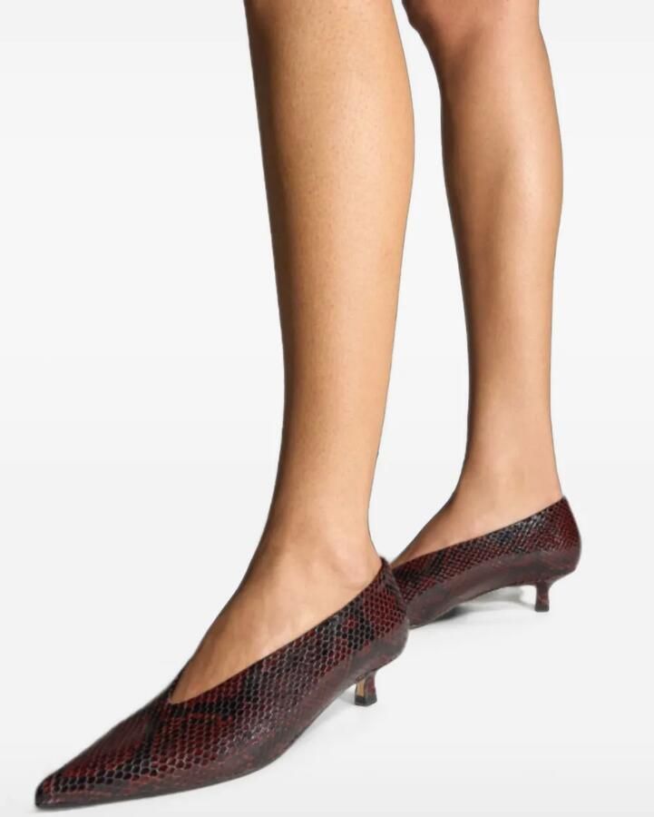 Aeyde Clara snake-effect pointed-toe pumps Rood - Foto 2