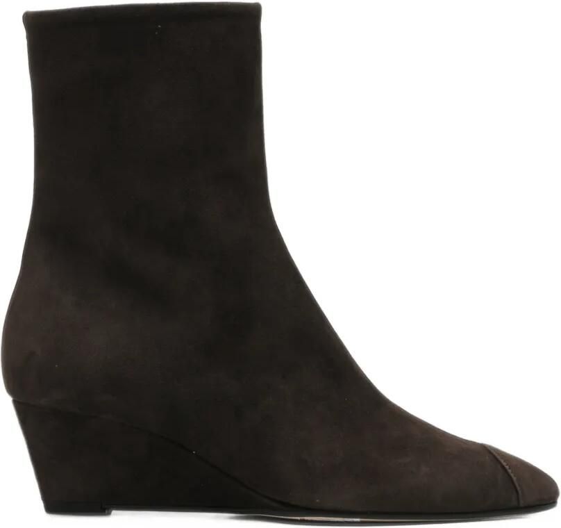 Aeyde Mia Cap suede wedge-heel ankle boots Bruin