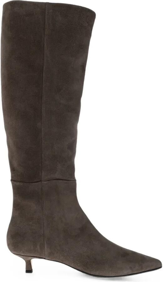 Aeyde Sabrina suède knielaarzen Beige