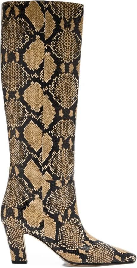Aeyde Silva laarzen met slangen-print Beige