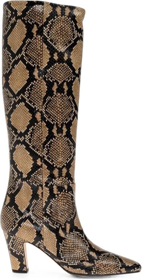 Aeyde Silva laarzen met slangenprint Beige