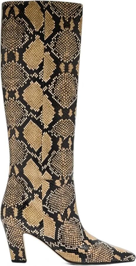 Aeyde Silva snake-effect knee-high boots Beige