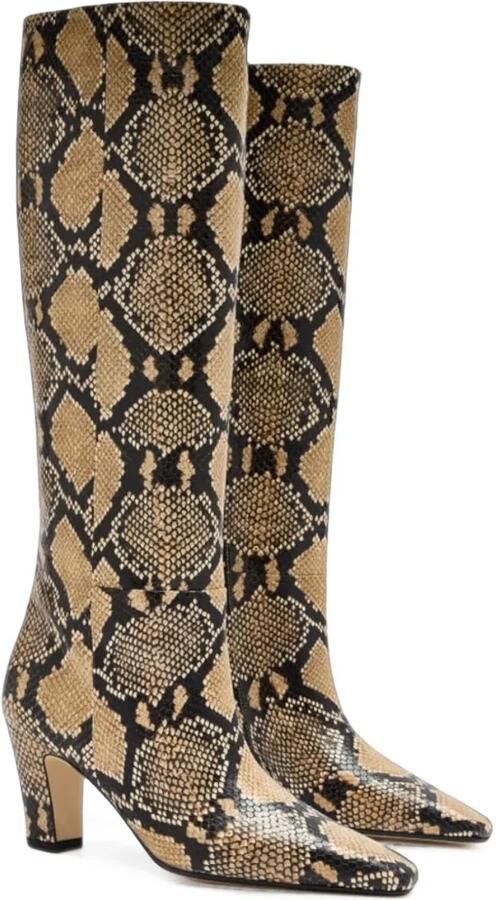 Aeyde Silva snake-effect knee-high boots Beige - Foto 4