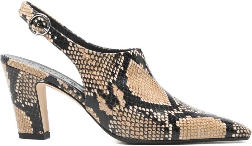 Aeyde Slingback sandalen van slangenleer Beige