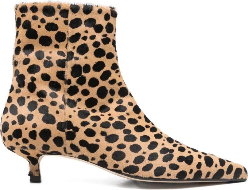 Aeyde Sofie Leo enkellaarzen met print Beige