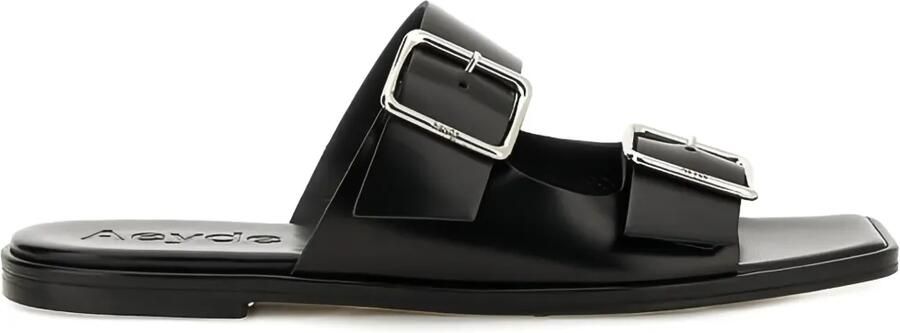 Aeyde Tonya leren sandalen met dubbele gesp Zwart