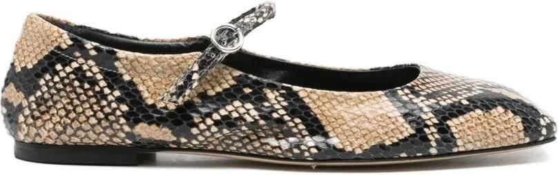 Aeyde Uma ballerina's met slangenprint Beige
