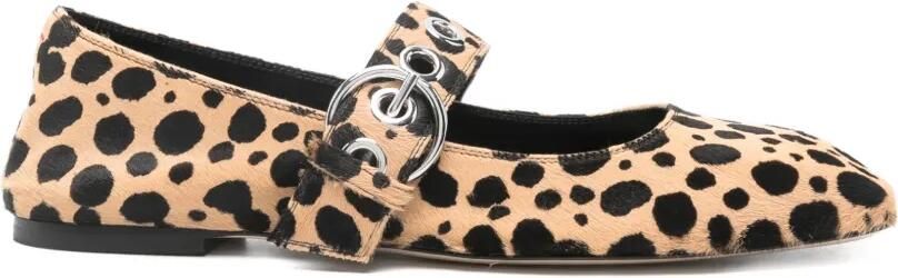 Aeyde Uma Mary-Janes ballerina's met luipaardprint Beige