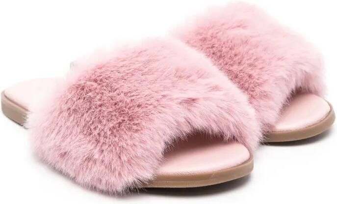 Age of Innocence Rosalie slippers van imitatiebont Roze