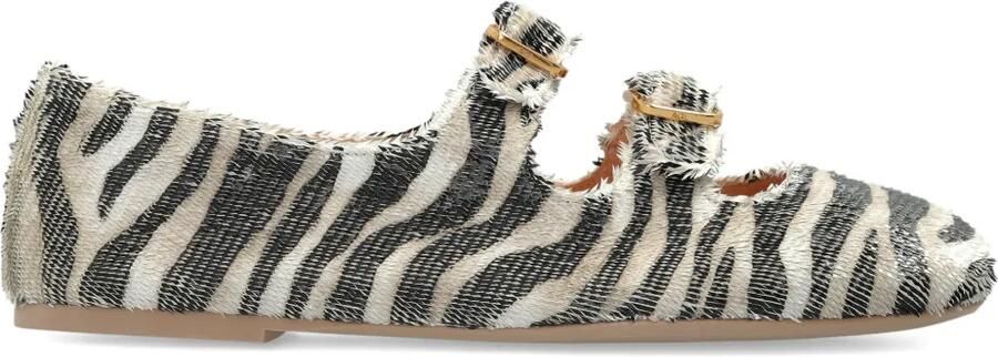AGL Ballerina's met zebraprint en gesp Zwart