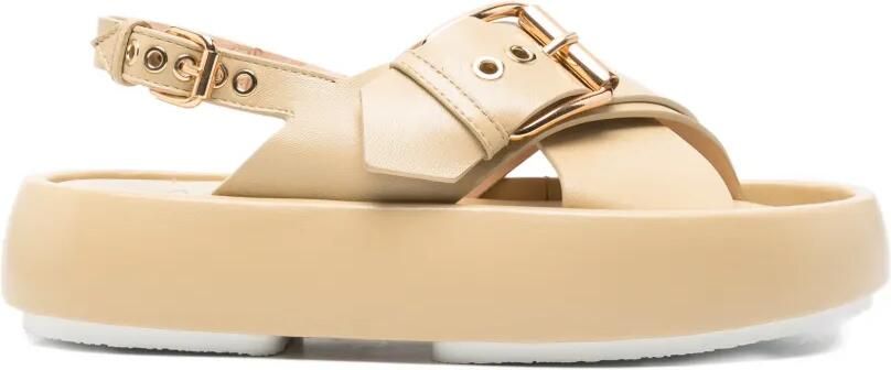 AGL Bulle sandalen met plateauzool en gekruiste bandjes Beige