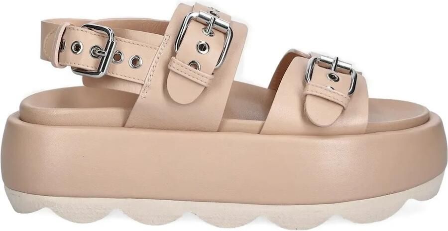 AGL Gwendoline sandalen met plateauzool en gesp Beige