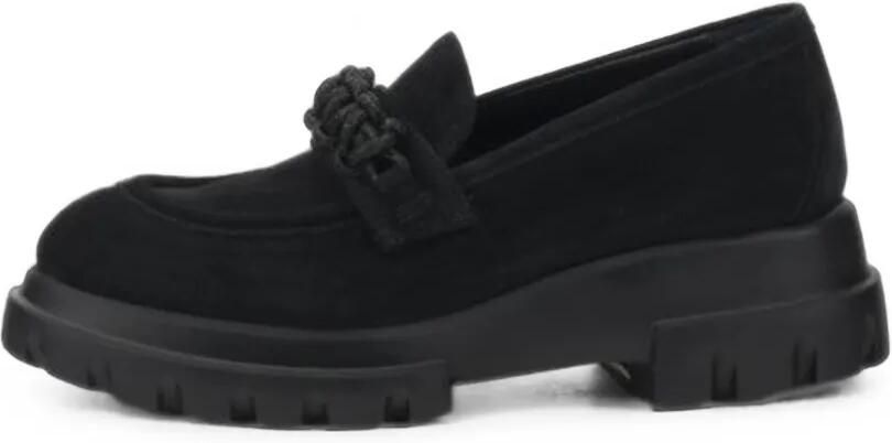 AGL Ida loafers met sleehak en stras Zwart