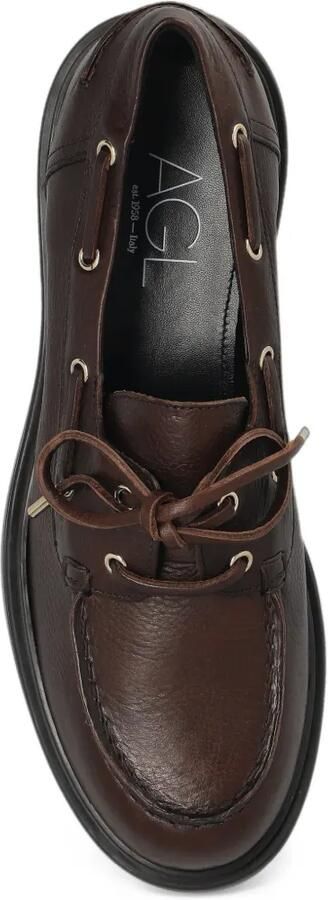 AGL Loren Boat leren veterschoenen Bruin - Foto 4
