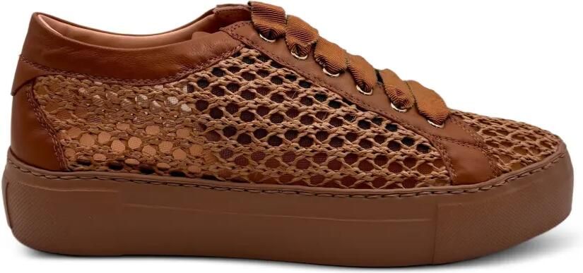 AGL Sneakers met mesh vlak en leren afwerking Beige