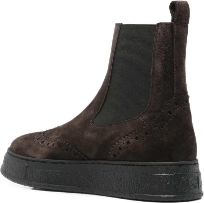 AGL Suède Chelsea laarzen met brogue-detail Bruin - Foto 2