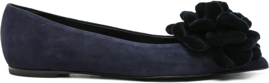 AGL Suède pumps verfraaid met bloemen Blauw
