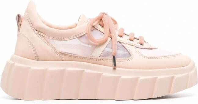 AGL Blondie Grid sneakers met plateauzool Roze