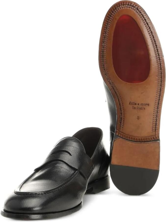 Al Duca D Aosta 1902 Athens leren loafers met bewerkte afwerking Zwart - Foto 2