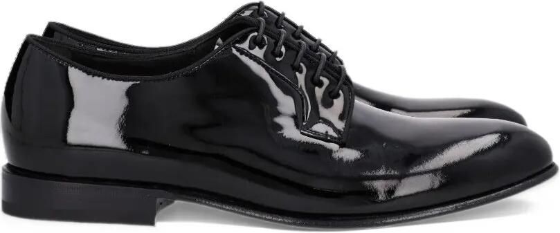 Al Duca D Aosta 1902 patent leather derby shoes Zwart