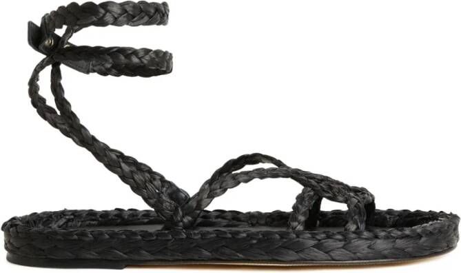 Alanui A Love Letter To India leren sandalen Zwart