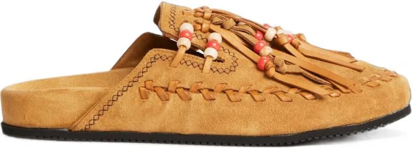 Alanui The Journey muiltjes met kralen en franje Beige
