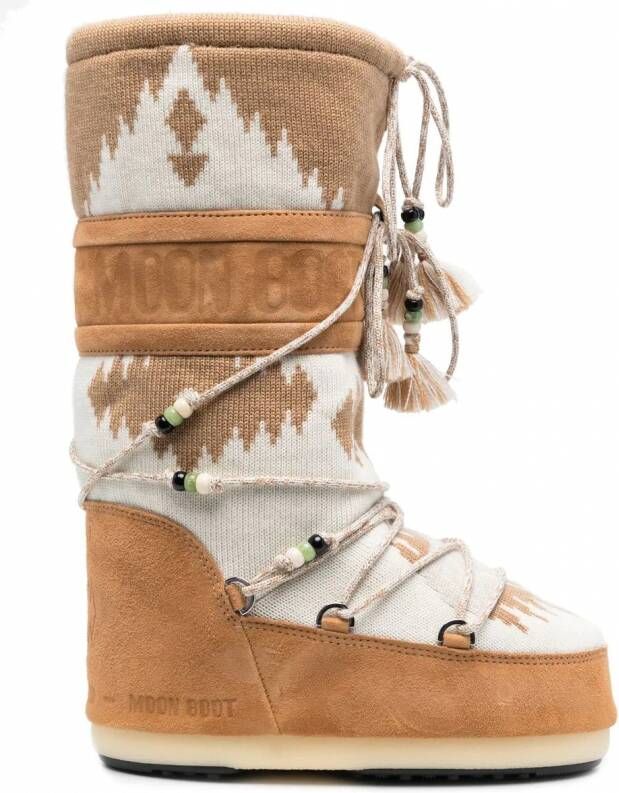 Alanui x Moon boot Sneeuwlaarzen met veters Beige