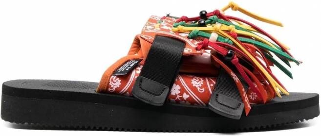 Alanui X Suicoke x Suicoke Moto slippers met franjes Oranje