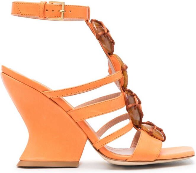 Alberta Ferretti Sandalen met kralen Oranje