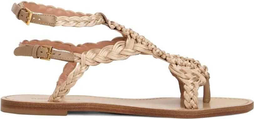 Alberta Ferretti Gevlochten sandalen met dubbele bandjes Beige